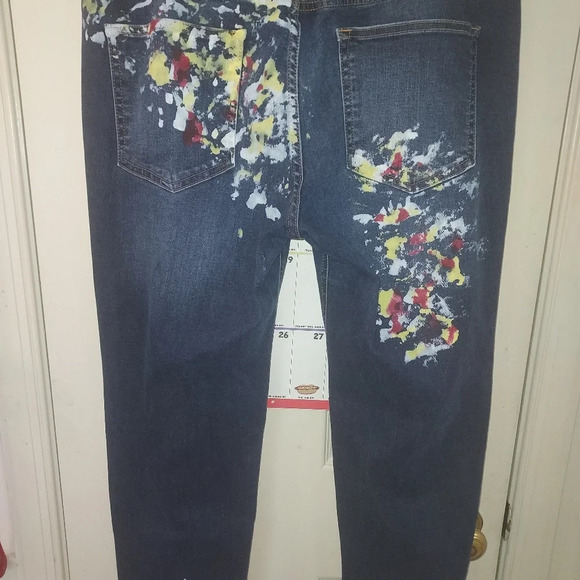 AP Blue Aphrodite Jeans Mid Rise Paint Platter Distressed Skinny Jeans Size 1X - Picture 10 of 12